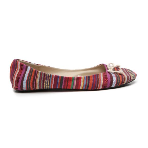 A.co Peruvian Blanket Flats Shoes Tribal Aztec Stripes Casual Shoes Red Bow Toe - Picture 2 of 8